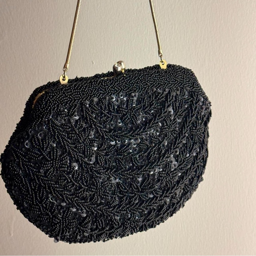 Elegant Black Beaded Evening Bag